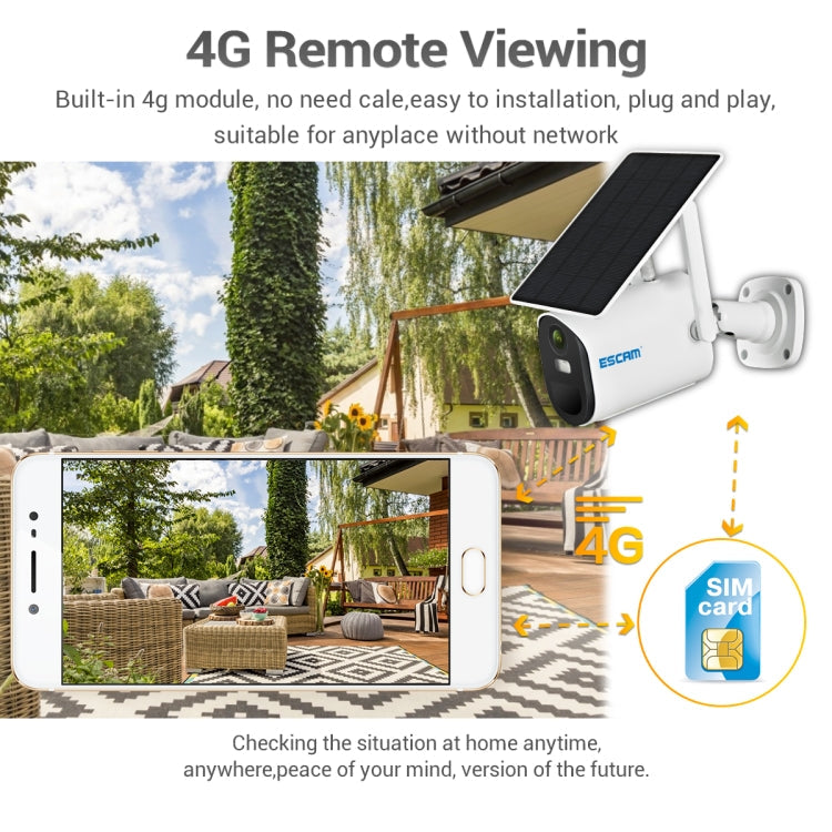 ESCAM QF490 HD 1080P 4G 3.8W Solar Panel IP Camera, EU Version, EU Version – Durable Build, Easy to Use