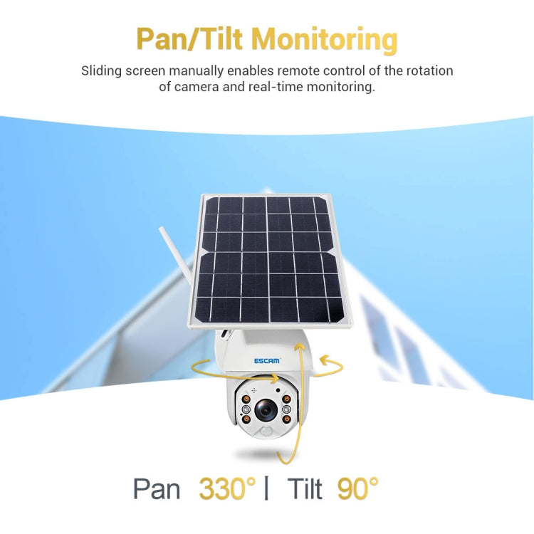 ESCAM QF280 HD 1080P IP66 Waterproof WiFi Solar Panel PT IP Camera without Battery, Support Night Vision / Motion Detection / TF Card / Two Way Audio, without Battery – Waterproof