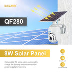 ESCAM QF280 HD 1080P IP66 Waterproof WiFi Solar Panel PT IP Camera without Battery, Support Night Vision / Motion Detection / TF Card / Two Way Audio, without Battery – Waterproof