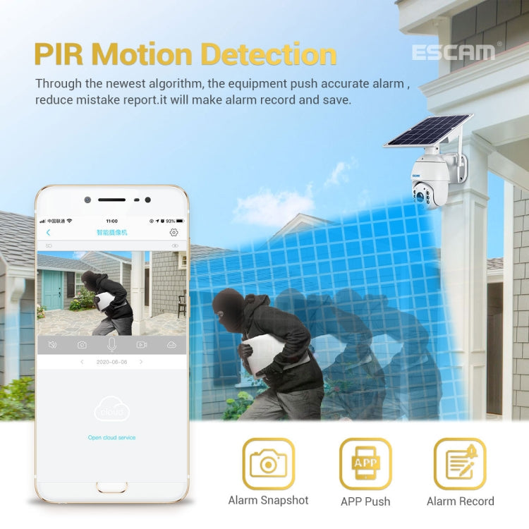 ESCAM QF280 HD 1080P IP66 Waterproof WiFi Solar Panel PT IP Camera without Battery, Support Night Vision / Motion Detection / TF Card / Two Way Audio, without Battery – Waterproof