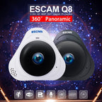 ESCAM Q8 960P 360 Degrees Fisheye Lens 1.3MP WiFi IP Camera, Support Motion Detection / Night Vision, IR Distance: 5-10m, AU Plug, Q8 UK Plug, Q8 US Plug, Q8 AU Plug, Q8 EU Plug