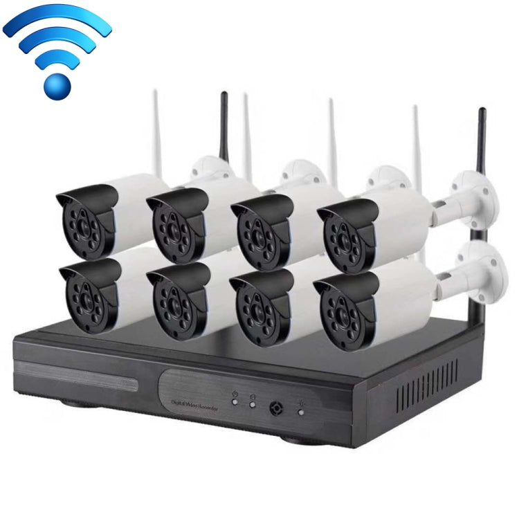 8CH HD 720P 1.0 Mega Pixel 2.4GHz WiFi IP Bullet Camera + NVR Kit, 8CH HD 8CH HD