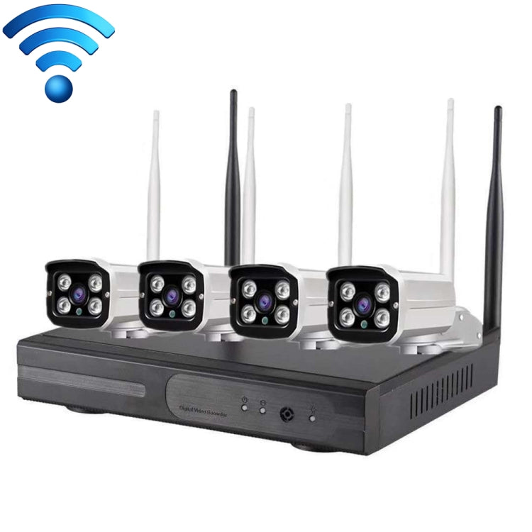4CH HD 720P 1.0 Mega Pixel 2.4GHz WiFi IP Bullet Camera + NVR Kit, 4CH HD 720P 4CH HD 720P