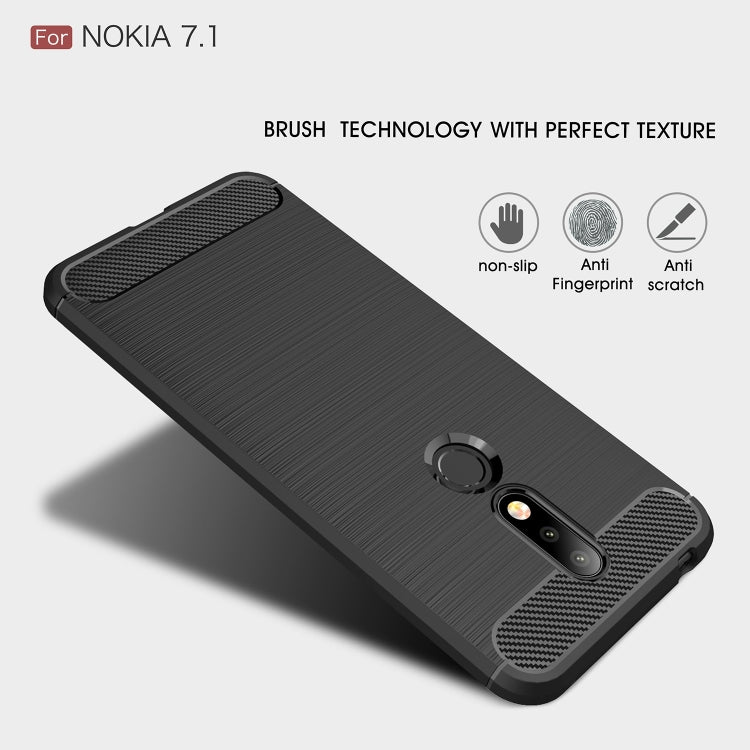 Brushed Texture Carbon Fiber Soft TPU Case for Nokia 7.1, Nokia 7.1 – TPU