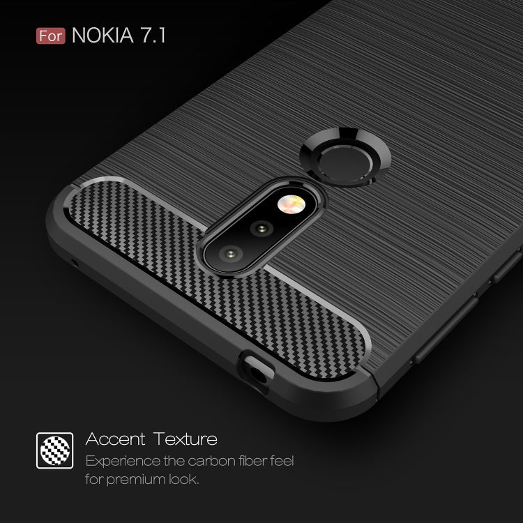 Brushed Texture Carbon Fiber Soft TPU Case for Nokia 7.1, Nokia 7.1 – TPU