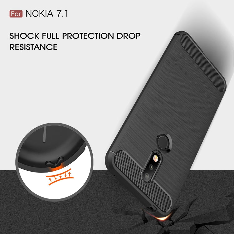 Brushed Texture Carbon Fiber Soft TPU Case for Nokia 7.1, Nokia 7.1 – TPU