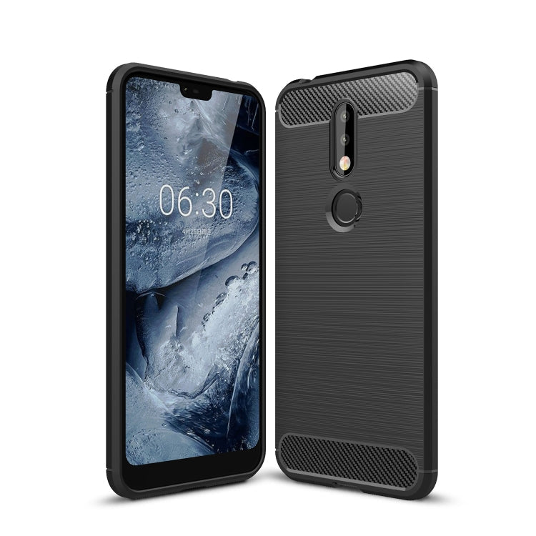Brushed Texture Carbon Fiber Soft TPU Case for Nokia 7.1, Nokia 7.1 – TPU