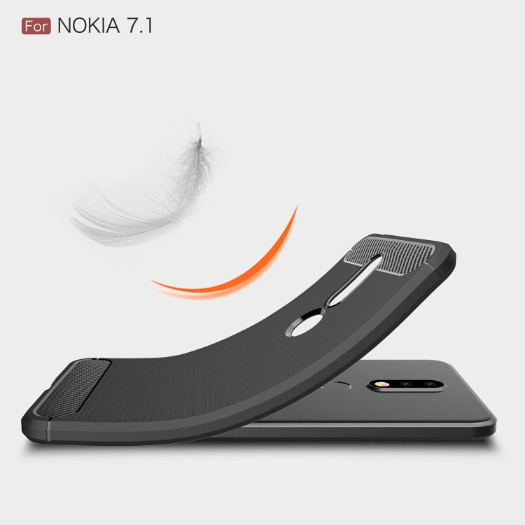 Brushed Texture Carbon Fiber Soft TPU Case for Nokia 7.1, Nokia 7.1 – TPU