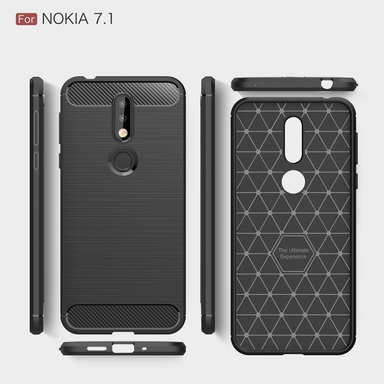 Brushed Texture Carbon Fiber Soft TPU Case for Nokia 7.1, Nokia 7.1 – TPU