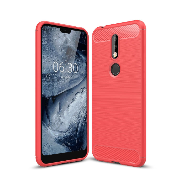 Brushed Texture Carbon Fiber Soft TPU Case for Nokia 7.1, Nokia 7.1 – TPU Nokia 7.1 Red