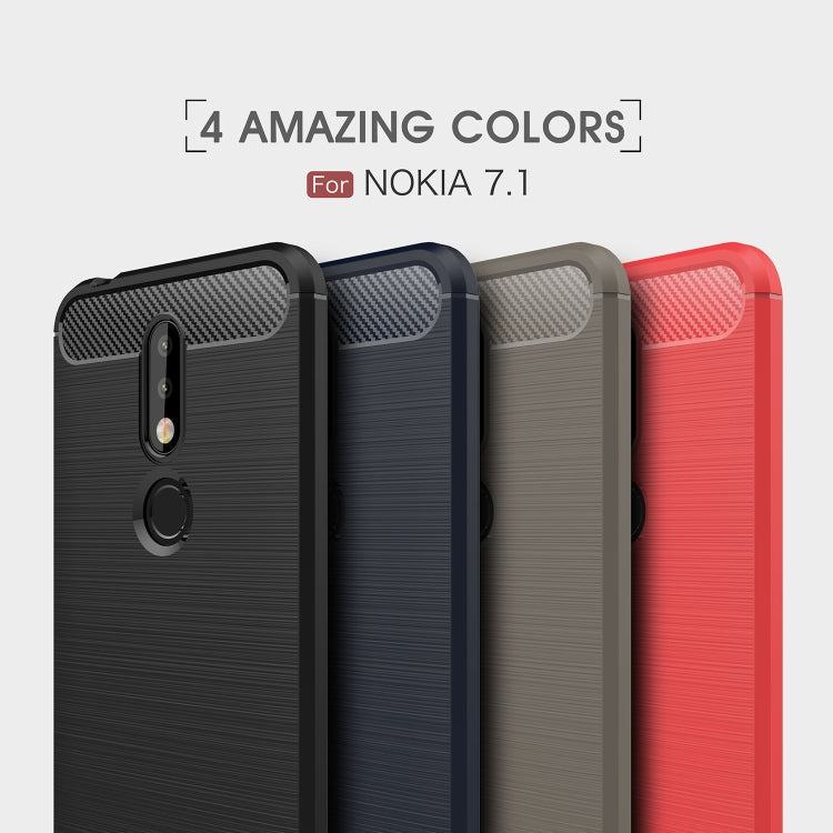 Brushed Texture Carbon Fiber Soft TPU Case for Nokia 7.1, Nokia 7.1 – TPU