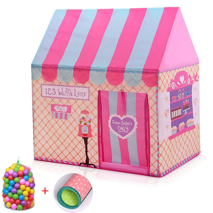 Household Children Printing Play Tent Small Game House with 50 Ocean Balls & Mat, with 50 Ocean Balls & Mat (Green), with 50 Ocean Balls & Mat (Light Pink), with 50 Ocean Balls & Mat (Black White), with 50 Ocean Balls & Mat (Pink) – Wear-resistant with 50 Ocean Balls & Mat (Pink) Pink