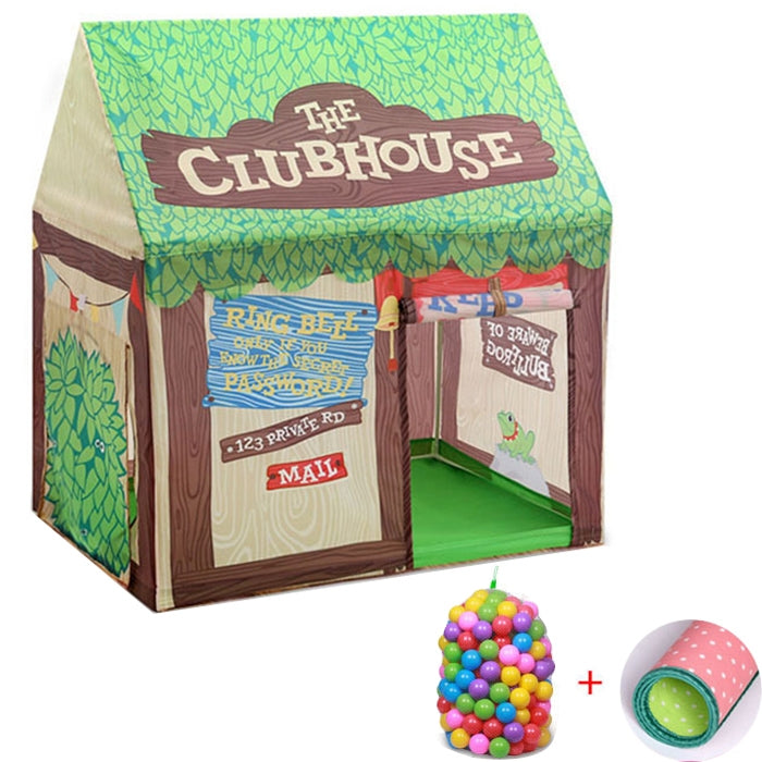 Household Children Printing Play Tent Small Game House with 50 Ocean Balls & Mat, with 50 Ocean Balls & Mat (Green), with 50 Ocean Balls & Mat (Light Pink), with 50 Ocean Balls & Mat (Black White), with 50 Ocean Balls & Mat (Pink) with 50 Ocean Balls & Mat (Green) Green