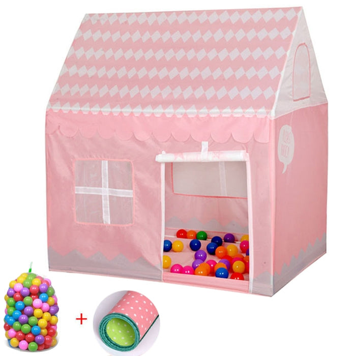 Household Children Printing Play Tent Small Game House with 50 Ocean Balls & Mat, with 50 Ocean Balls & Mat (Green), with 50 Ocean Balls & Mat (Light Pink), with 50 Ocean Balls & Mat (Black White), with 50 Ocean Balls & Mat (Pink) – Wear-resistant with 50 Ocean Balls & Mat (Light Pink) Light Pink