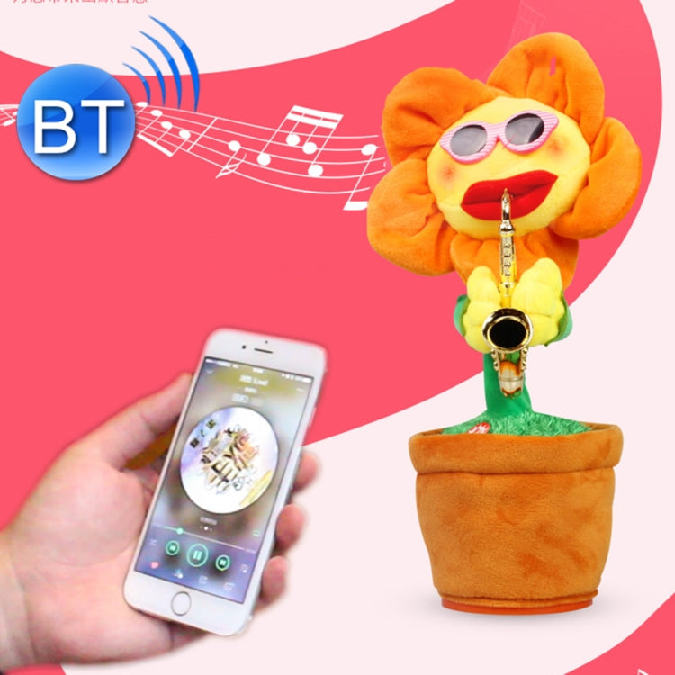 Sunflower Sax Style Bluetooth Plush Children Adult Toy ,Support USB Charging & Battery Orange