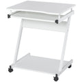 Movable Computer Desk with 4 Moving Wheels Sliding Keyboard Tray Home Office Workstation White white