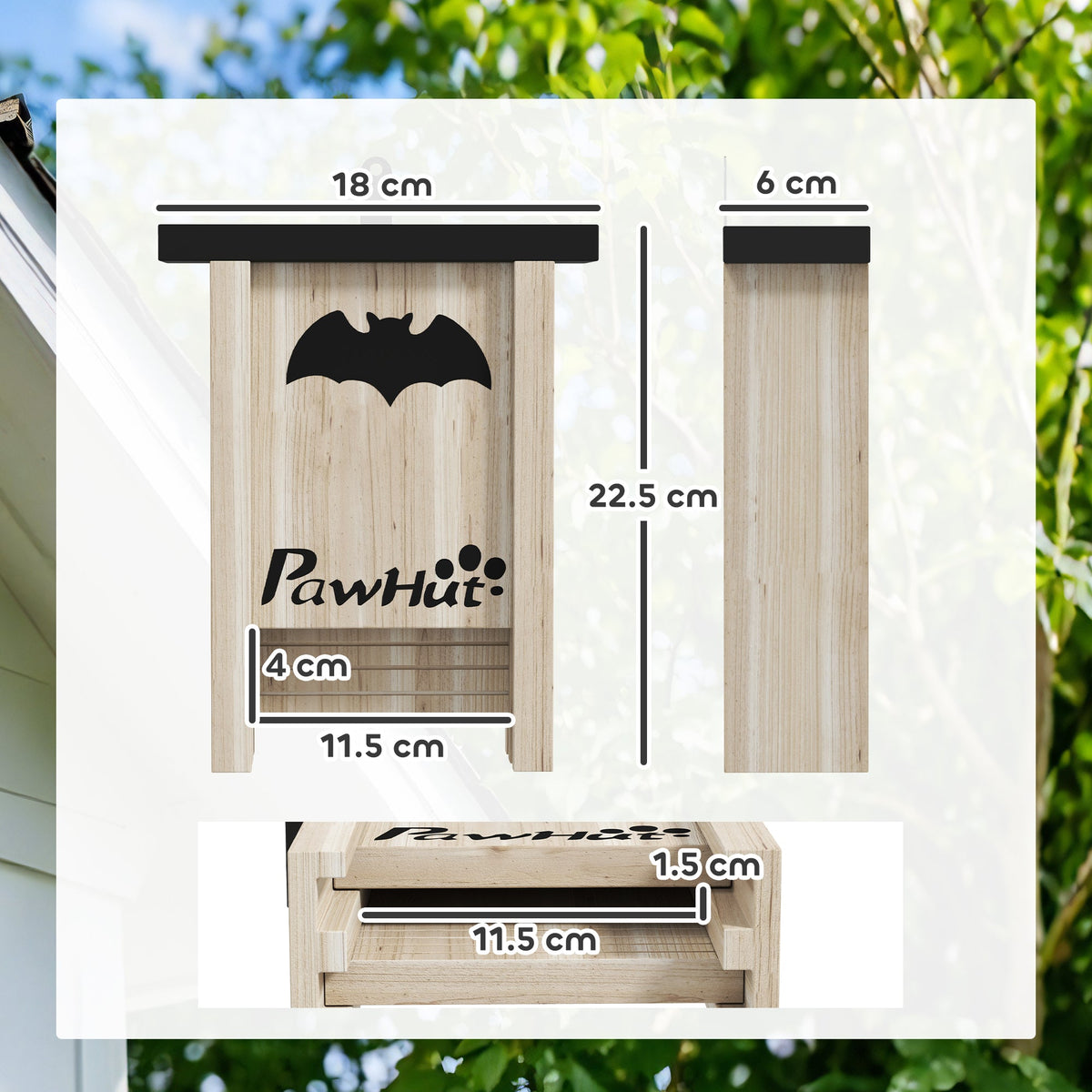 3PCs Bat Boxes Designed to Attract Bats, 18 x 6 x 22.5 cm