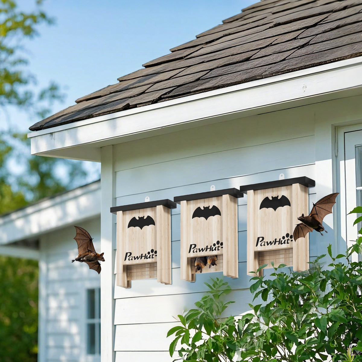 3PCs Bat Boxes Designed to Attract Bats, 18 x 6 x 22.5 cm