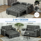 2 Seater Pull Out Sofa Bed with Adjustable Backrest