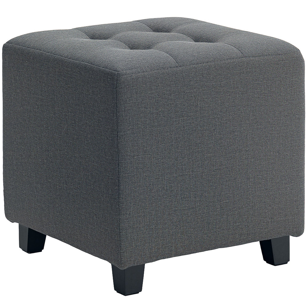 Small Footstool Square Ottoman with Padded Seat for Living Room Grey