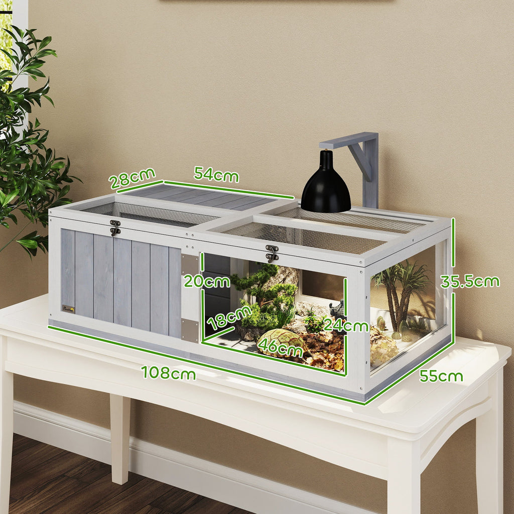 Wooden Tortoise House with Lamp Holder, Clear Observation Windows