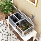 Wooden Tortoise House with Lamp Holder, Clear Observation Windows