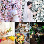Blooming Rose Peony Hydrangea Artificial Encryption Flower DIY Wedding Wall Decoration Photo Background, Size: 60cm x 40cm, 60x40cm(Champagne)