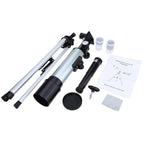F36050 Portable Professional High Definition High Times Espace Astronomical Telescope Spotting Scope with Aluminum Alloy Tripod(Silver), F36050