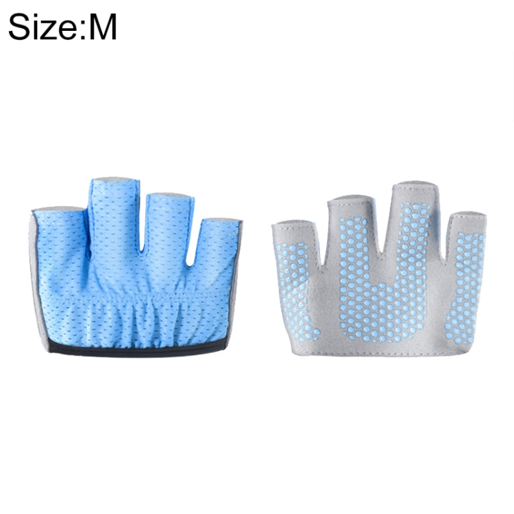 Half Finger Yoga Gloves Anti-skid Sports Gym Palm Protector, Size: M, Palm Circumference: 18cm, Size: M Size: M Blue