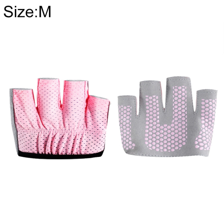 Half Finger Yoga Gloves Anti-skid Sports Gym Palm Protector, Size: M, Palm Circumference: 18cm, Size: M – Durable Build, Easy to Use Size: M Rose Red
