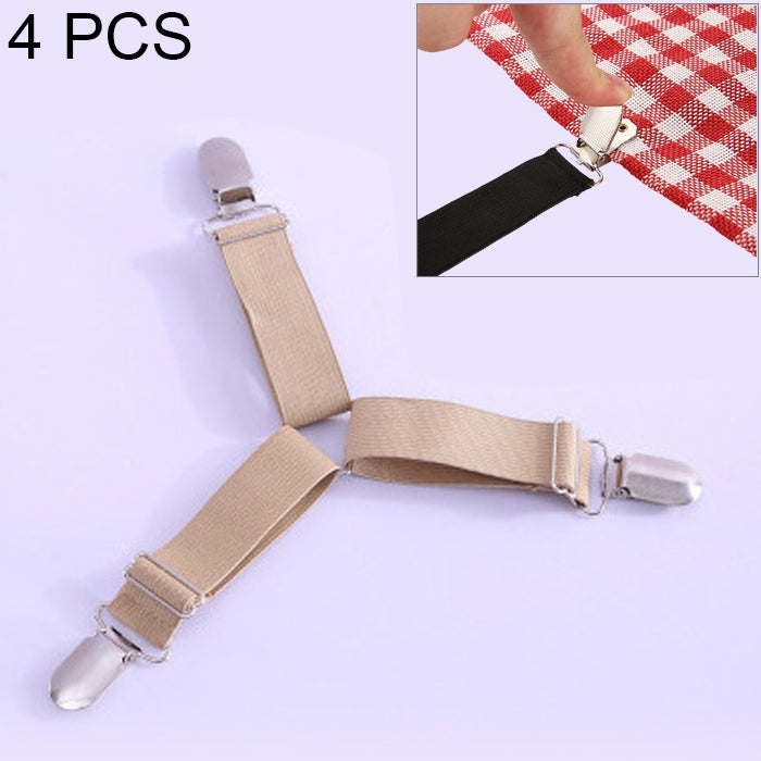 4 PCS Adjustable Bedspread Tablecloth Curtain Sofa Cover Holder Tent Metal Fixed Clips – Durable Build, Easy to Use Khaki