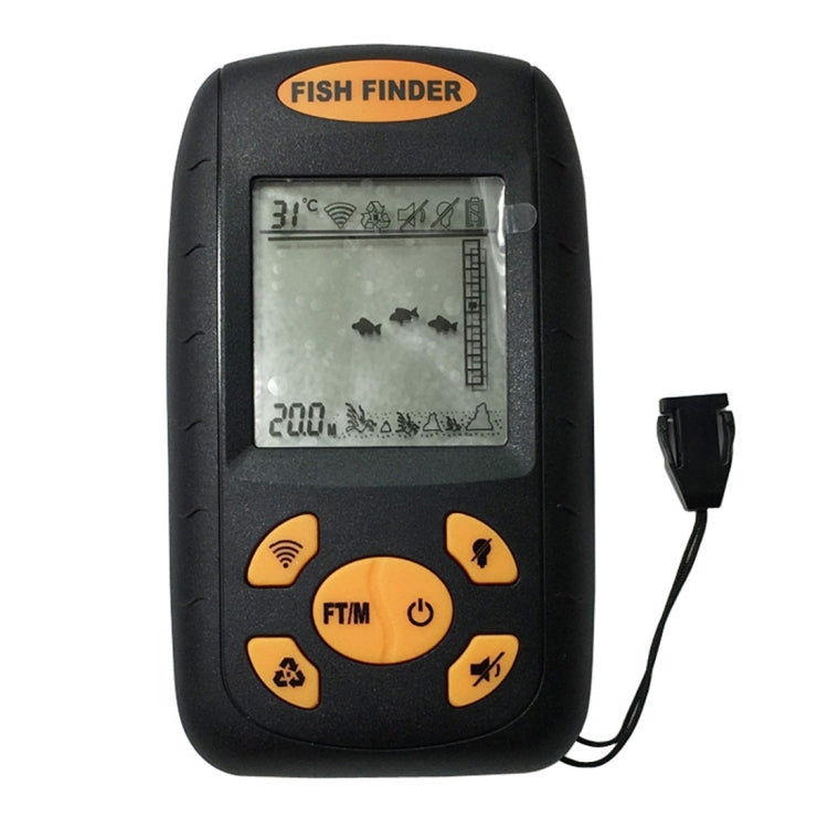 Portable Ultrasonic Fish Finder, Water Depth & Temperature Fishfinder with Wired Sonar Sensor Transducer and LCD Display, Fish Finder Black