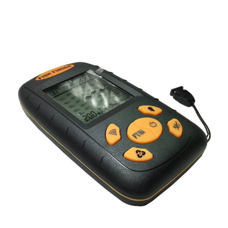 Portable Ultrasonic Fish Finder, Water Depth & Temperature Fishfinder with Wired Sonar Sensor Transducer and LCD Display, Fish Finder Black