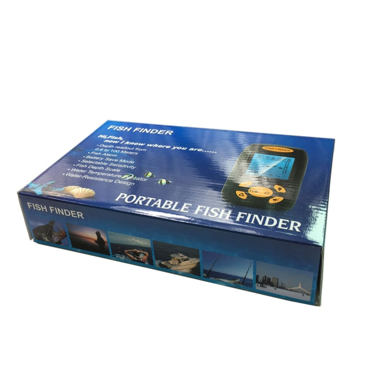 Portable Ultrasonic Fish Finder, Water Depth & Temperature Fishfinder with Wired Sonar Sensor Transducer and LCD Display, Fish Finder Black