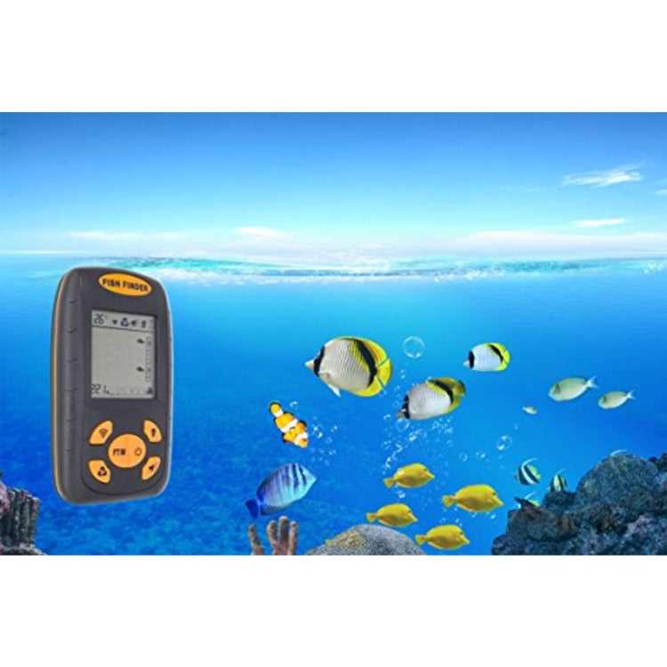 Portable Ultrasonic Fish Finder, Water Depth & Temperature Fishfinder with Wired Sonar Sensor Transducer and LCD Display, Fish Finder Black
