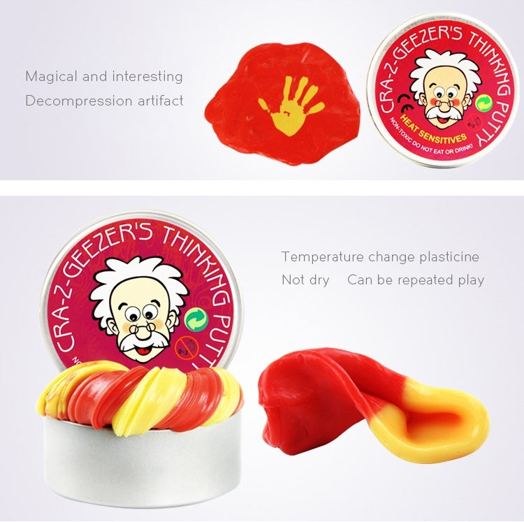 DIY Plasticine Slime Sensitive Temperature Discoloration Mud Stress Reducer Anti-Anxiety Toy Color Putty Magic Clay Education Toys for Kids and Adults, Iron Box Size: 6x2.5cm, OG1263A, OG1263B, OG1263C, OG1263D
