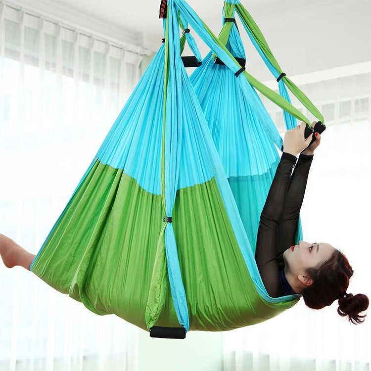 6 Handles Bodybuilding Handstand Inelasticity Aerial Yoga Hammock – Durable Build, Easy to Use Blue Green