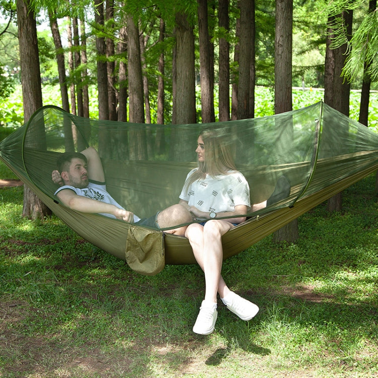 Portable Outdoor Camping Full-automatic Nylon Parachute Hammock with Mosquito Nets, Size : 250 x 120cm, 250x120cm Army Green 250x120cm Army Green Army Green