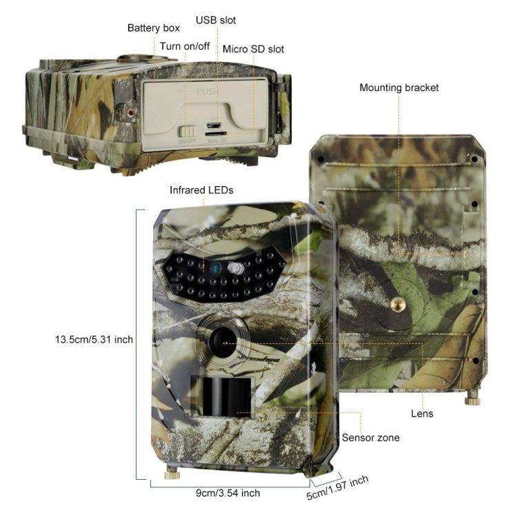 PR-100 1MP IP54 Waterproof IR Night Vision Security Hunting Trail Camera, Sunplus 1628 Program, 120 Degree Wide Angle,100 Degree PIR Sensing Angle, PR100 – Waterproof