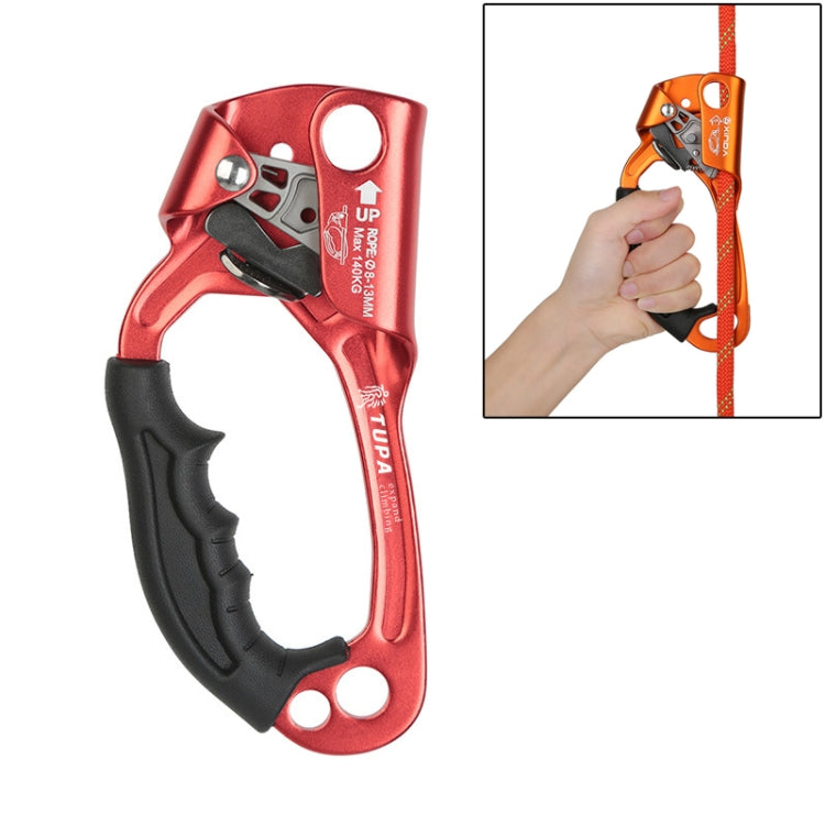XINDA TP-8606 Outdoor Rock Climbing Aerial Work Anti-fall Handheld Rope Gripper for 8-12mm Diameter Rope left, Left – Durable Build, Easy to Use Left Red