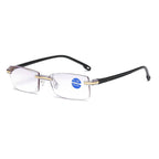 Rimless Anti Blue-ray Blue Film Lenses Presbyopic Glasses, +1.50D, +1.50D
