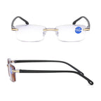 Rimless Anti Blue-ray Blue Film Lenses Presbyopic Glasses, +1.50D, +1.50D