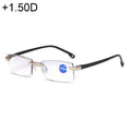 Rimless Anti Blue-ray Blue Film Lenses Presbyopic Glasses, +1.50D, +1.50D +1.50D Black
