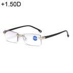 Rimless Anti Blue-ray Blue Film Lenses Presbyopic Glasses, +1.50D, +1.50D +1.50D Black