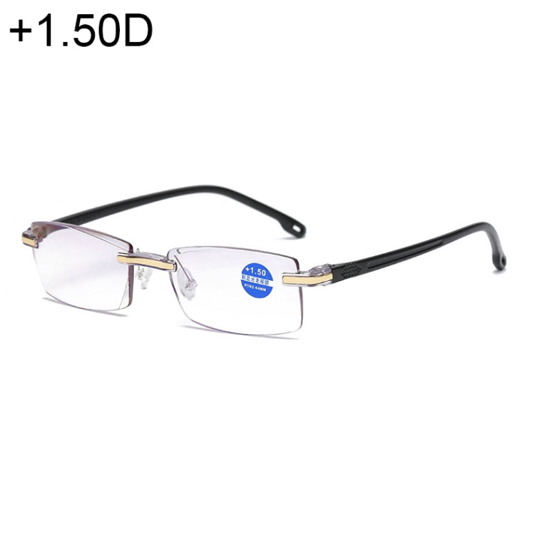 Rimless Anti Blue-ray Blue Film Lenses Presbyopic Glasses, +1.50D, +1.50D +1.50D Black