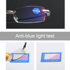 Rimless Anti Blue-ray Blue Film Lenses Presbyopic Glasses, +2.50D, +2.50D