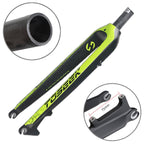TOSEEK Ultra Light 29 Inch 435mm Mountain Bike Full Carbon Front Fork Straight Head Tube Disc Brake, 29 Inch 435mm 29 Inch 435mm Green