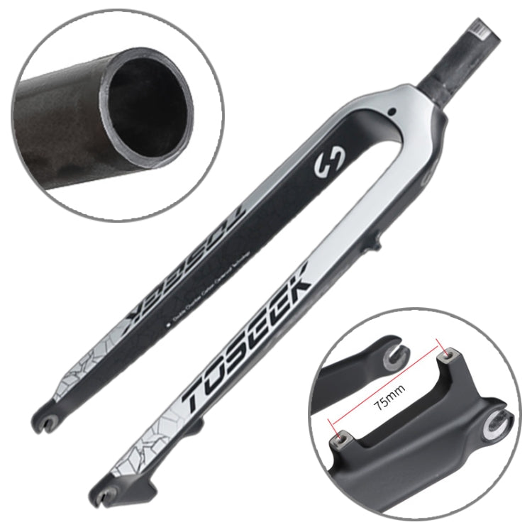 TOSEEK Ultra Light 29 Inch 435mm Mountain Bike Full Carbon Front Fork Straight Head Tube Disc Brake, 29 Inch 435mm – Durable Build, Easy to Use 29 Inch 435mm White