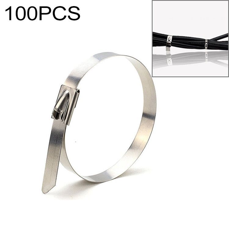 100 PCS 4.6x350mm Stainless Steel Metal Cable Ties Tie Zip Wrap Exhaust Heat Straps Induction Pipe, 4.6x350mm 4.6x350mm