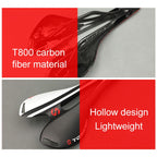 TOSEEK Road Bike Carbon Fiber Seat Bicycle Hollow Seat Saddle, 3K Texture + Extinction, Extinction(Orange), Extinction(Red), Extinction(Yellow)